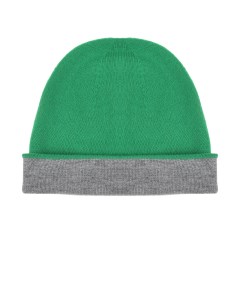 Зеленая шапка с серым отворотом детская Naumi
