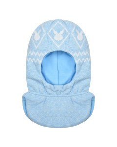 Голубая шапка шлем с принтом белые зайцы детская Chobi