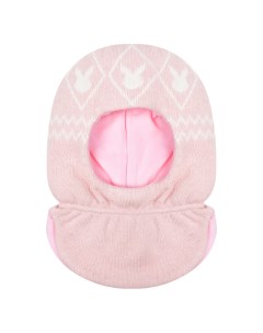 Розовая шапка шлем с принтом белые зайцы детская Chobi