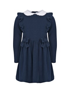 Темно синее трикотажное платье с оборками детское Aletta