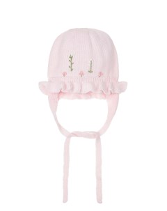 Розовая шапка с вышивкой и рюшами детская Tomax
