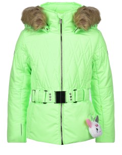 Куртка салатового цвета с отделкой эко мехом детская Poivre blanc