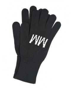 Черные перчатки с белым лого детские Mm6 maison margiela