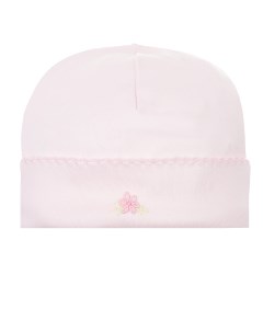 Розовая шапка с цветочной вышивкой детская Lyda baby