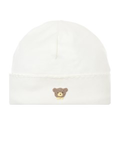 Белая шапка с вышивкой медвежонок детская Lyda baby