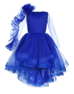 Синее платье рюшей на рукаве Sasha kim