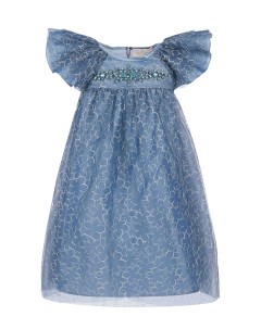 Голубое платье с цветочным принтом и стразами детское Nicki macfarlane