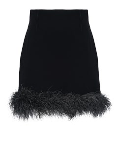 Черная бархатная юбка с отделкой перьями Aline