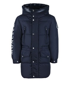 Темно синяя куртка с логотипом на рукаве детское Moncler