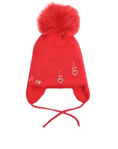 Красная шапка с подвесками сердца детская Joli bebe
