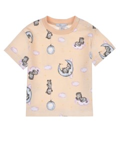 Персиковая футболка с принтом зебры детская Dan maralex