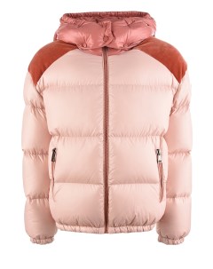 Розовая куртка пуховик с контрастными вставками детская Moncler