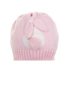 Розовая шапка с декором заяц детская Catya