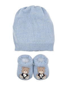 Набор подарочный шапка и пинетки голубой детский Story loris