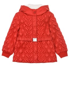 Стеганое пуховое пальто красного цвета детское Moncler