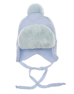 Голубая шапка с меховой отделкой детская Il trenino