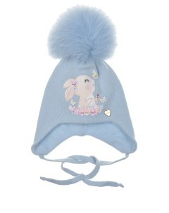 Голубая шапка с принтом заяц детская Il trenino