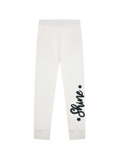 Белые спортивные брюки с вышивкой детские Monnalisa