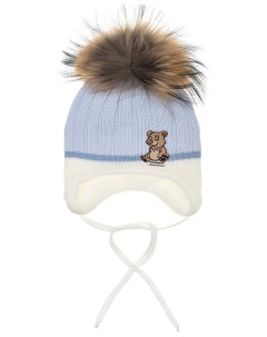 Голубая шапка с декором медвежонок детская Il trenino