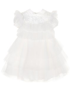 Белое платье с рюшами и пайетками детское Aletta