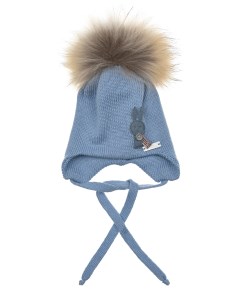 Голубая шапка с аппликацией заяц детская Il trenino