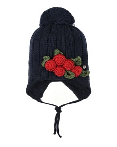 Черная шапка с цветочным декором детская Aletta