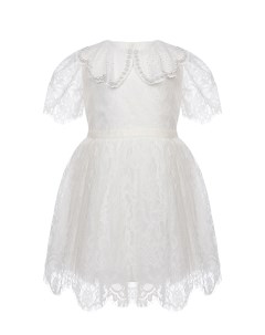 Белое платье с отделкой кружевом и бусинами детское Eirene