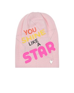 Розовая шапка с разноцветной надписью детская Il trenino