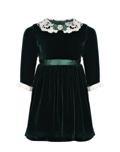 Бархатное платье темно зеленого цвета детское Eirene