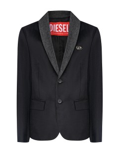 Черный однобортный пиджак с лого детский Diesel