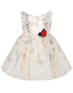 Бежевое платье с вышивкой детское Monnalisa