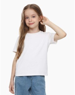 Белая базовая футболка oversize из джерси для девочки Gloria jeans
