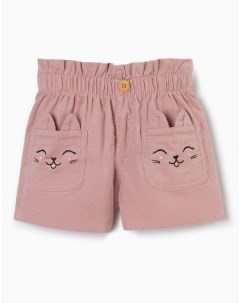 Розовые шорты Paperbag с накладными карманами для девочки Gloria jeans