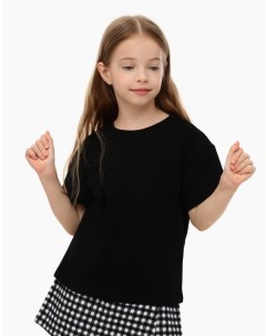Чёрная футболка oversize из джерси для девочки Gloria jeans