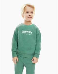 Зелёный свитшот с принтом Bravery для мальчика Gloria jeans