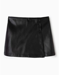 Чёрная юбка шорты из экокожи для девочки Gloria jeans