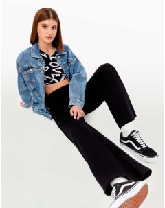 Чёрные спортивные брюки Wide leg женские Gloria jeans