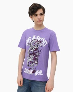 Фиолетовая футболка с принтом для мальчика Gloria jeans