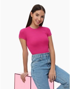 Розовая базовая футболка Fitted для девочки Gloria jeans