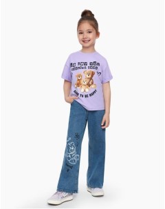 Джинсы Long leg с принтом для девочки Gloria jeans