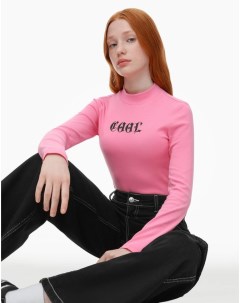Розовый лонгслив Fitted с принтом для девочки Gloria jeans