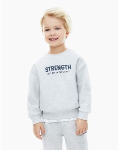 Cерый свитшот с принтом Strength для мальчика Gloria jeans