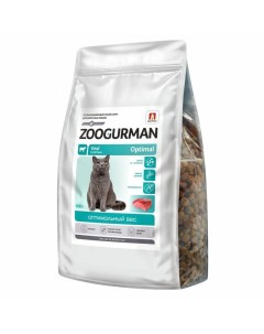 Optimal сухой корм для кошек с телятиной 600 г Зоогурман