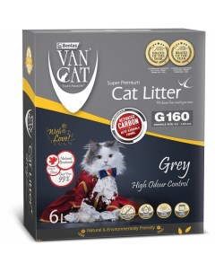 Grey наполнитель для кошек 100 натуральный комкующийся без пыли с активированным углем 6 л 5 1 кг Van cat