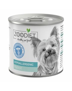 Hypoallergenic влажный корм для собак склонных к аллергии с кроликом в консервах 240 г Zoodiet