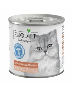 Weight Management влажный корм для кошек склонных к ожирению с кроликом и индейкой в консервах 240 г Zoodiet