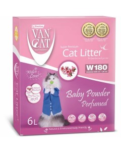 Baby Powder наполнитель для кошек 100 натуральный комкующийся без пыли с ароматом детской присыпки 6 Van cat