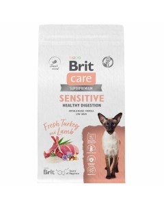 Сare Cat Sensitive Healthy Digestion сухой корм для кошек с индейкой и ягнёнком 1 5 кг Brit*