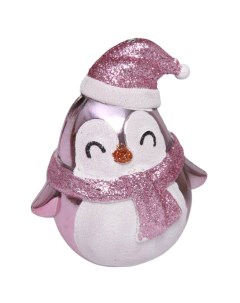 Елочная игрушка Новогодний пингвин 7х6х11 см розовый Нет марки