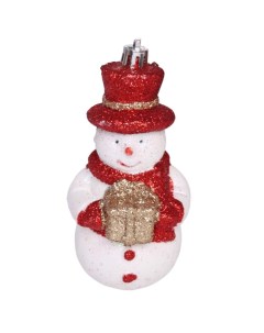 Елочная игрушка Сияющий снеговик 6х5 5х12 см красный Нет марки